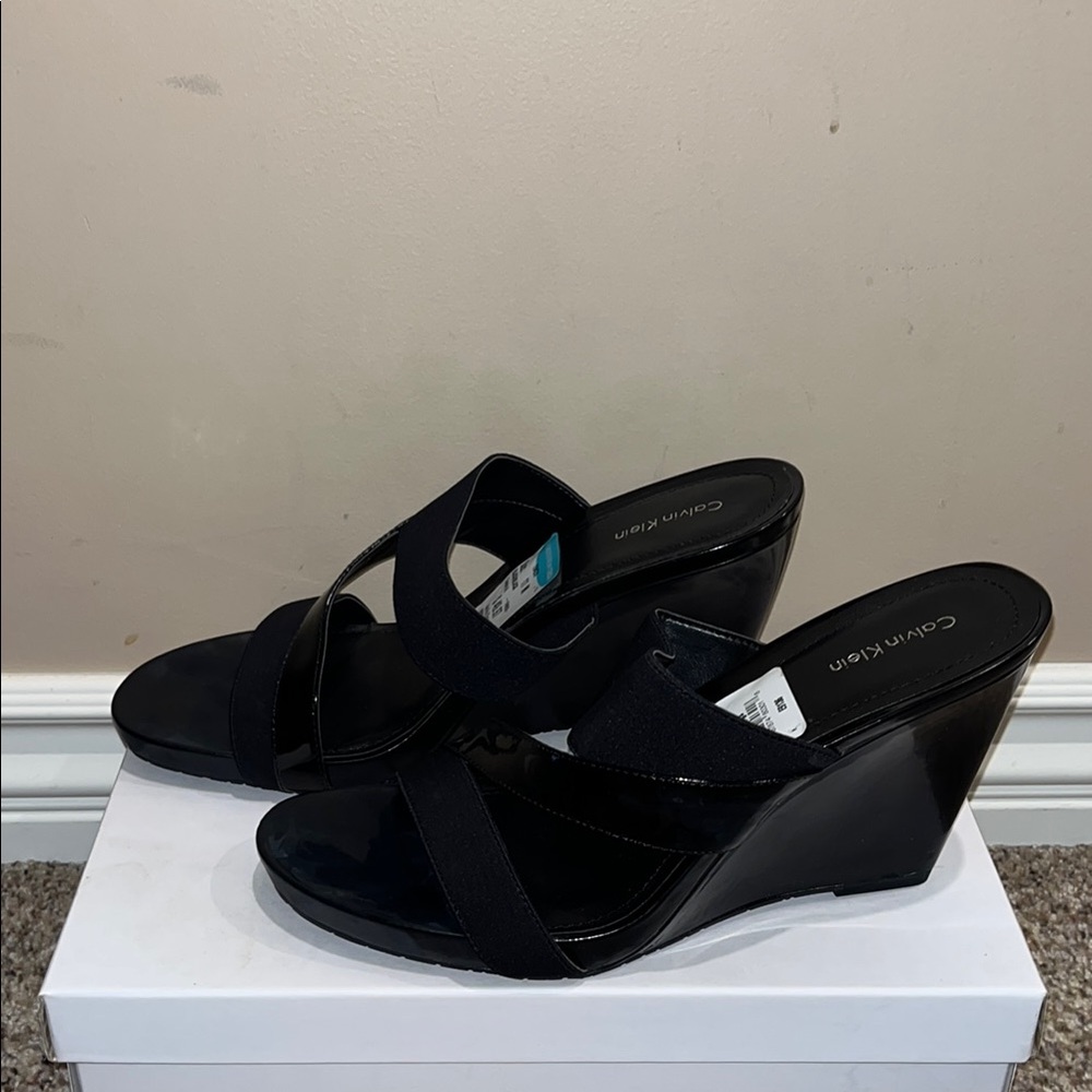 Calvin Klein Women's Black Wedge Sandals